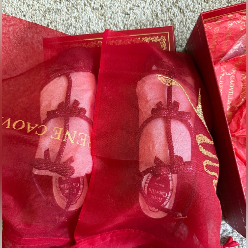 Rene Caovilla Maroon Swarovski Crystal 'Caterina' Block Heel Sandals 36 - Picture 5 of 9